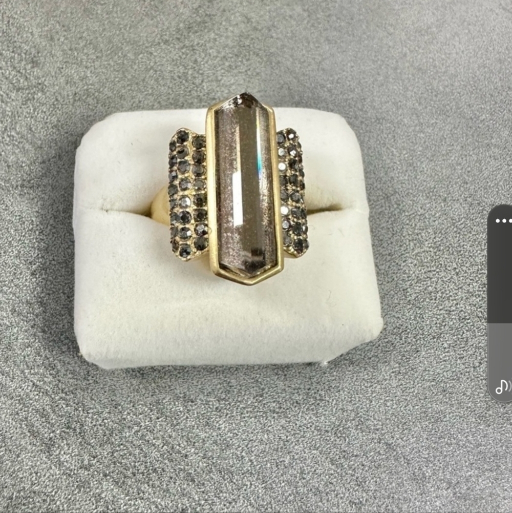 Lia Sophia RANSOM Matte Gold & Crystal Ring